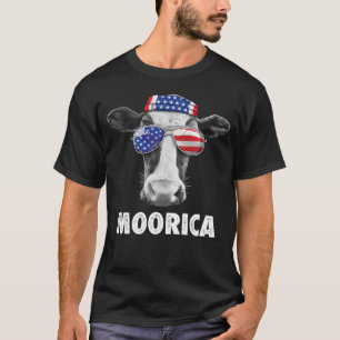 Koe 4 juli Moorica Merica Mannen Amerikaanse vlag  T-shirt