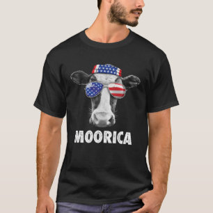 Koe 4 juli Moorica Merica Mannen Amerikaanse vlag T-shirt