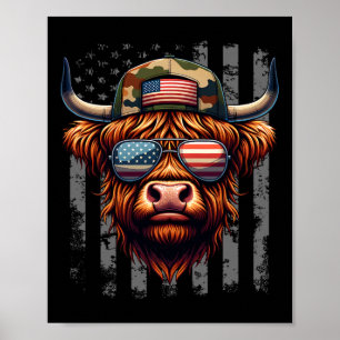 Koe 4 juli VS Vlag Vader Amerika Mannen Jongens Poster