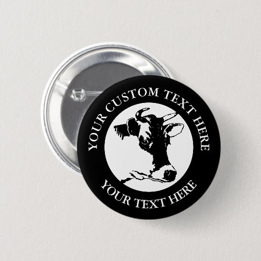 Koe aangepaste tekst Klassieke ronde Button (Voorkant /achterkant)