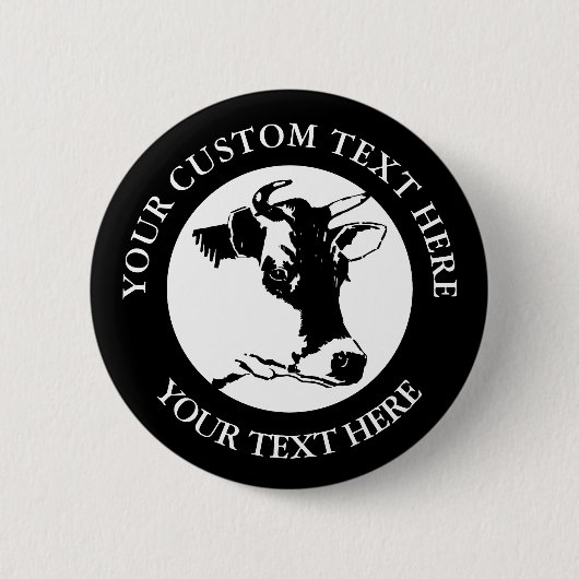 Koe aangepaste tekst Klassieke ronde Button (Voorkant)
