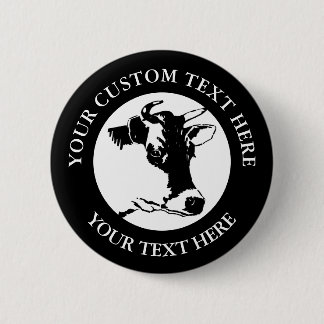 Koe aangepaste tekst Klassieke ronde Button
