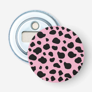 Koe afdrukken, Koe Patroon, Koe spots, roze Koe Button Flesopener