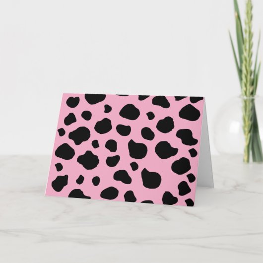 Koe afdrukken, Koe Patroon, Koe spots, roze Koe Kaart (Voorkant)