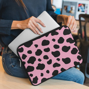 Koe afdrukken, Koe Patroon, Koe spots, roze Koe Laptop Sleeve