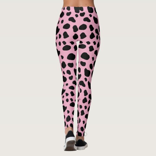 Koe afdrukken, Koe Patroon, Koe spots, roze Koe Leggings (Achterkant)
