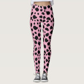 Koe afdrukken, Koe Patroon, Koe spots, roze Koe Leggings (Voorkant)