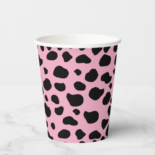 Koe afdrukken, Koe Patroon, Koe spots, roze Koe Papieren Bekers (Achterkant)