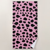 Koe afdrukken, Koe Patroon, Koe spots, roze Koe Strandlaken (Voorkant)
