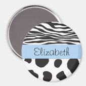 Koe afdrukken, Koe spots, Zebrastrips, Jouw naam Magneet (Voorkant / Achterkant)