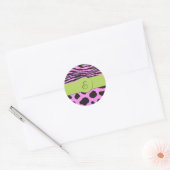 Koe afdrukken, Koe spots, Zebrastrips, monogram Ronde Sticker (Envelop)