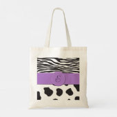 Koe afdrukken, Koe spots, Zebrastrips, monogram Tote Bag (Achterkant)