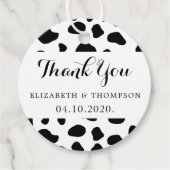 Koe afdrukken, Koeien spuiten, zwart en wit, bruil Bedankjes Labels (Voorkant)