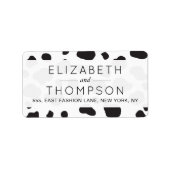 Koe afdrukken, Koeien spuiten, zwart en wit, bruil Etiket (Voorkant)