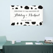 Koe afdrukken, Koeien spuiten, zwart en wit, bruil Spandoek (Beurs)