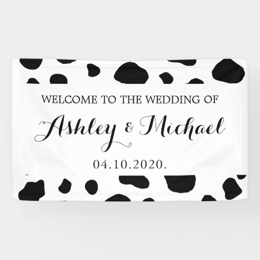 Koe afdrukken, Koeien spuiten, zwart en wit, bruil Spandoek (Horizontaal)