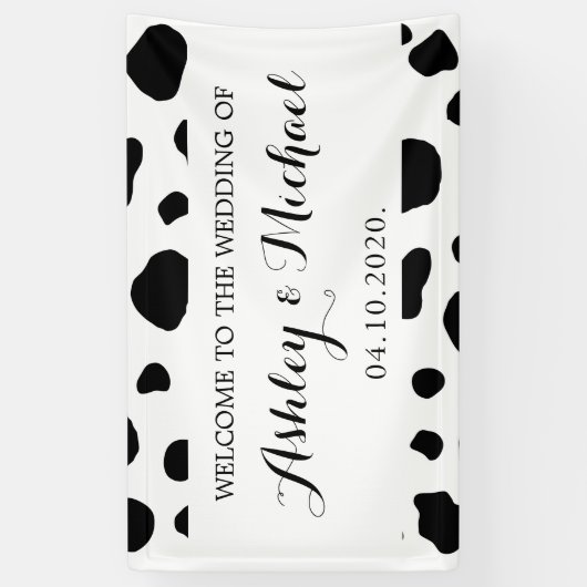 Koe afdrukken, Koeien spuiten, zwart en wit, bruil Spandoek (Verticaal)