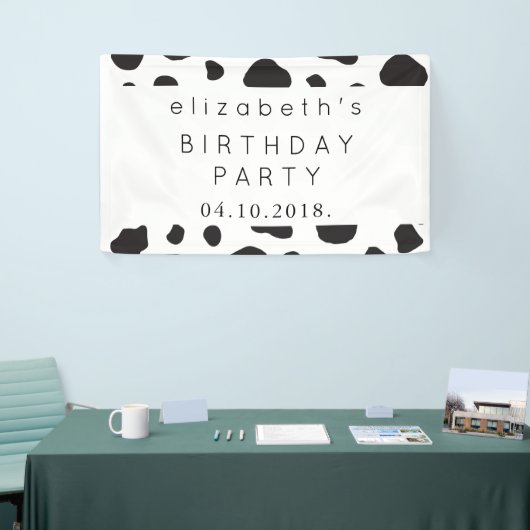 Koe afdrukken, Koeien spuiten, zwart en wit, zonda Spandoek (Beurs)