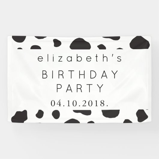 Koe afdrukken, Koeien spuiten, zwart en wit, zonda Spandoek (Horizontaal)