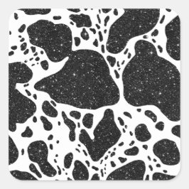 Koe afdrukken met Glitter Vierkante Sticker