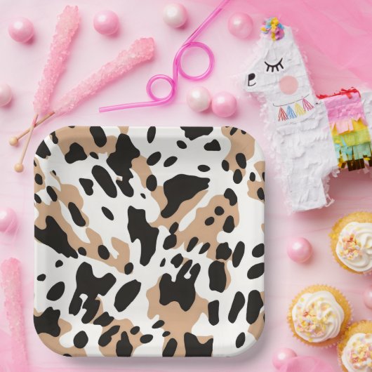 Koe afdrukken papieren bordje (Feest)