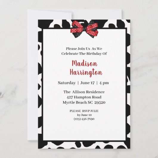 Koe Afdrukken Verjaardagsuitnodiging Kaart (Voorkant)