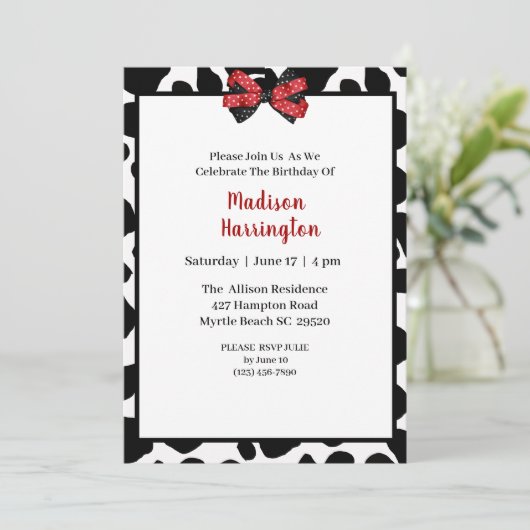 Koe Afdrukken Verjaardagsuitnodiging Kaart (Staand voorkant)