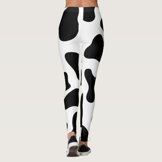 Koe Afdrukken zwart en wit Leggings (Achterkant)