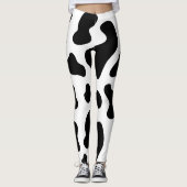 Koe Afdrukken zwart en wit Leggings (Voorkant)
