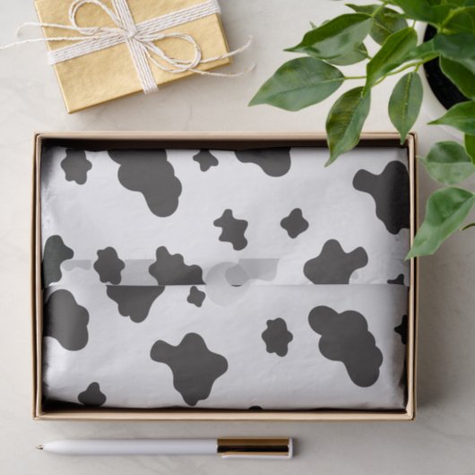 Koe Afdrukken zwart en wit Tissuepapier (Geschenk)