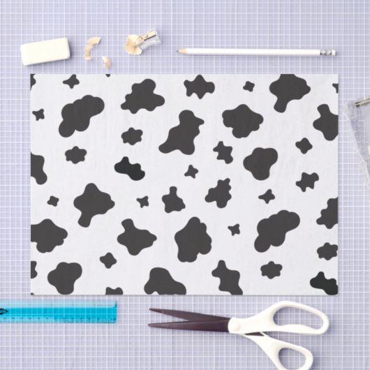 Koe Afdrukken zwart en wit Tissuepapier (Craft)