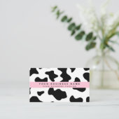 Koe Afdrukken Zwart-wit met Roze Visitekaartje (Staand voorkant)