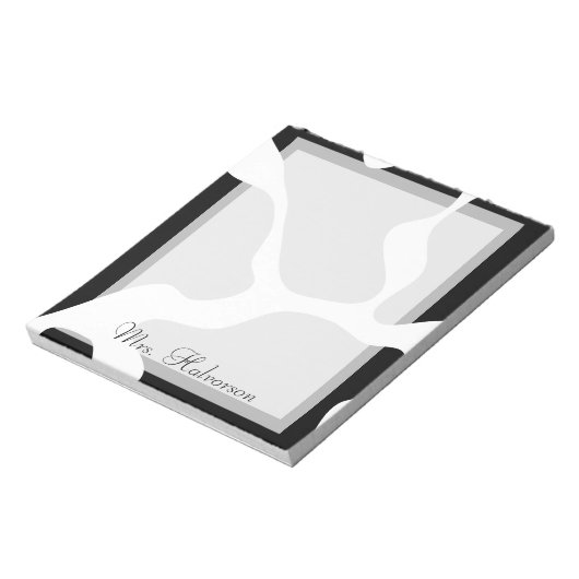 Koe Afdrukken Zwart-witteleraar Notitieblok (Linkerzijde)