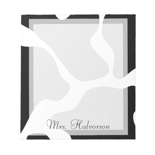 Koe Afdrukken Zwart-witteleraar Notitieblok (Voorkant)