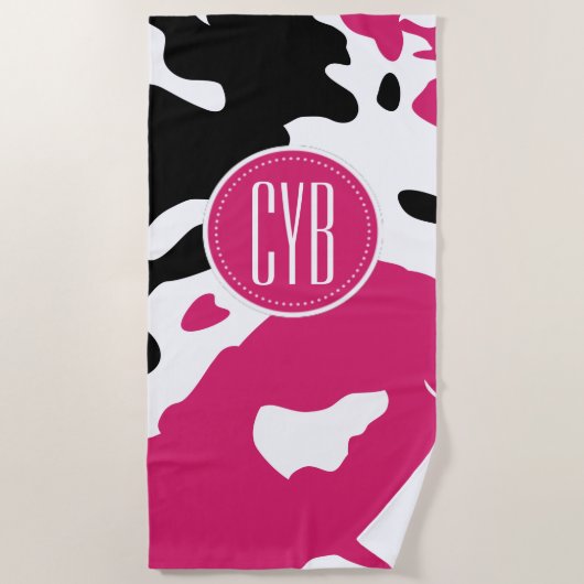 Koe Afdrukmonogram Beach Towel Strandlaken (Voorkant)