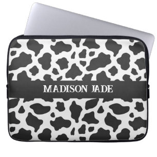 Koe Afdrukmonogram Minimale afdrukken van dieren Laptop Sleeve