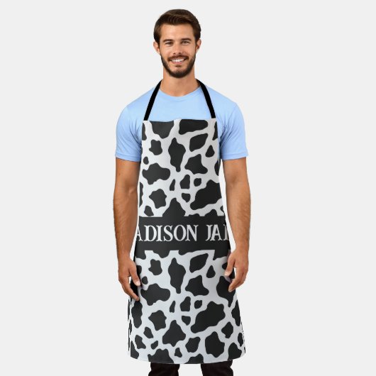 Koe Afdrukmonogram Minimale afdrukken van dieren Schort (Gedragen)