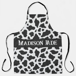 Koe Afdrukmonogram Minimale afdrukken van dieren Schort