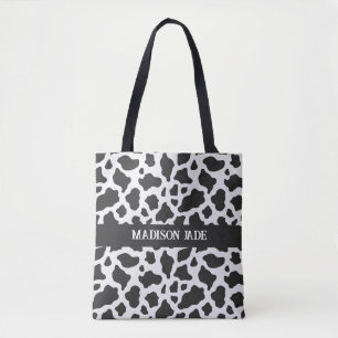 Koe Afdrukmonogram Minimale afdrukken van dieren Tote Bag