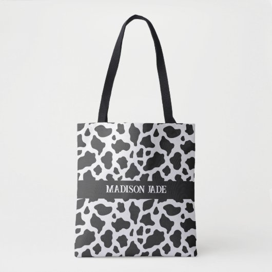Koe Afdrukmonogram Minimale afdrukken van dieren Tote Bag (Voorkant)