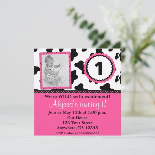 Koe Afdrukroze meisjes van zaterdag NODIG OM HET E Kaart (Staand voorkant)