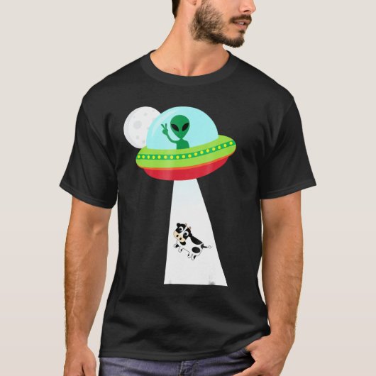 Koe Alien Ontvoering Sci Fi Ufo T-shirt (Voorkant)