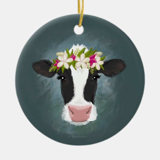 Koe Aloha - sierbloem Keramisch Ornament (Voorkant)