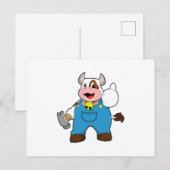 Koe als ambachtsman met hamer briefkaart (Voorkant / Achterkant)