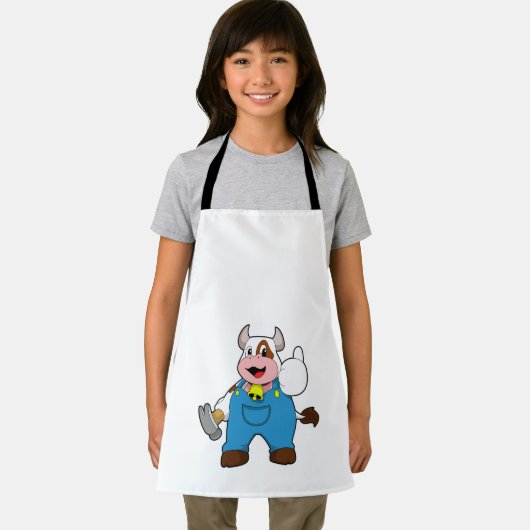 Koe als ambachtsman met Hammer Schort (Insitu)