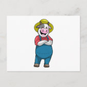 Koe als boer met hoed briefkaart (Voorkant)