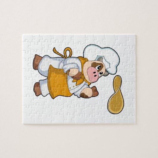Koe als Cook met Dough Legpuzzel (Horizontaal)