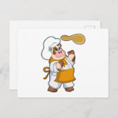 Koe als kok met deeg briefkaart (Voorkant / Achterkant)