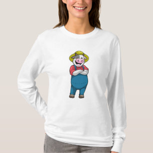 Koe als landbouwer met Pet T-shirt