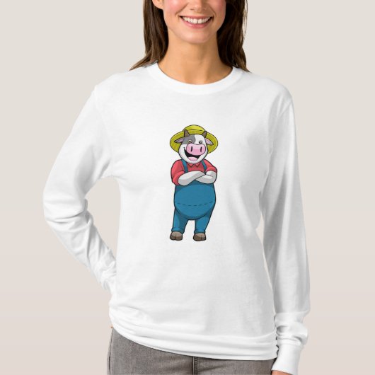 Koe als landbouwer met Pet T-shirt (Voorkant)